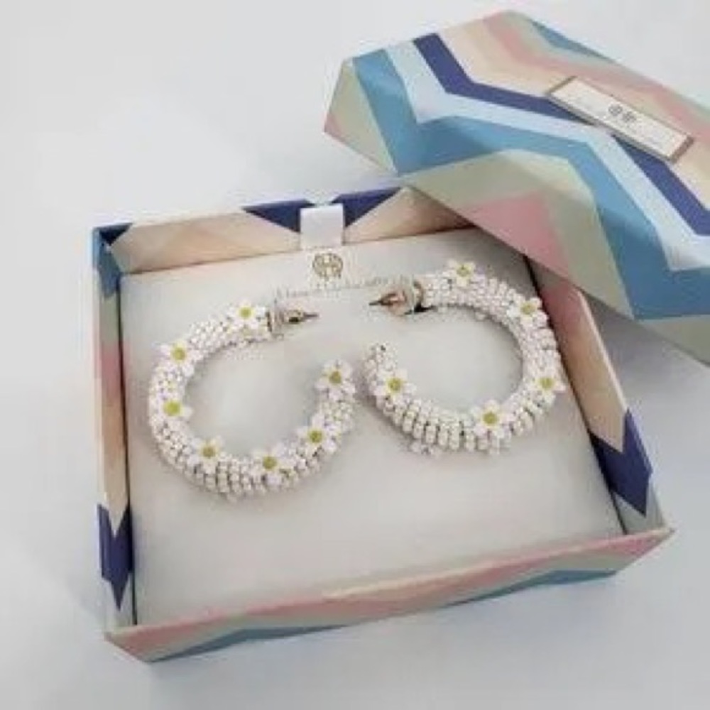 House of Harlow 1960 Daisy Hoop Earrings New in Box!